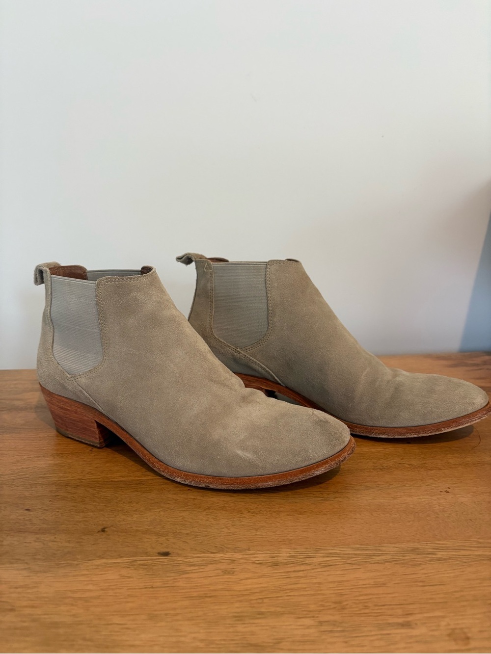 Frye - Light Green Suede Chelsea Booties